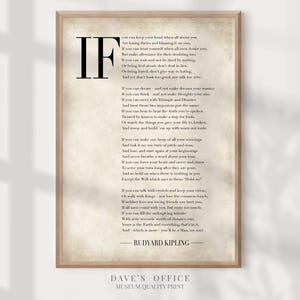 Rudyard Kipling 'If' Poem Print: Motivational Student Dorm Decor