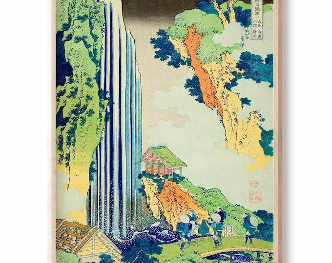 Katsushika Hokusai Ono Waterfall Japanese Art ukiyo-e woodblock prints, Japanese Decor vintage wall Art, japanese wall art