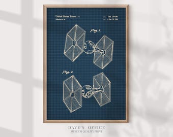 Tie Fighter Patent Art Print: Star Wars Blueprint Poster