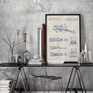 Star Wars, Speeder Bike, Arte de planos, Speeder Bike, El retorno del Jedi, Póster de Anakin, Habitación para hijo, Regalo para hija, Papel cuadriculado, Patente, Arte de pared #P113
