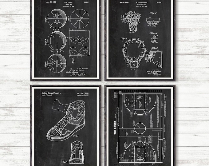 Basketball Patent Art Print: Sports Room Decor