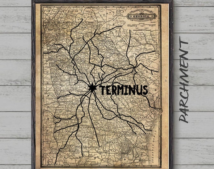 The Walking Dead poster, Terminus Replica Map, Vintage Design, walking dead poster 4