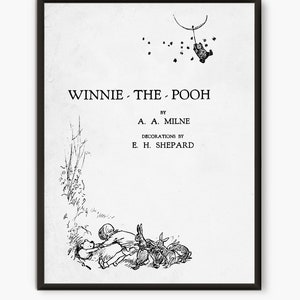 Winnie the Pooh vintage cover book, classic Pooh baby room decor, pooh bear and Christopher Robin children room decor