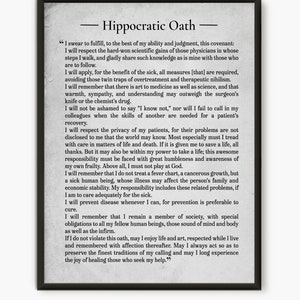 The hippocratic oath, medical gift vintage white