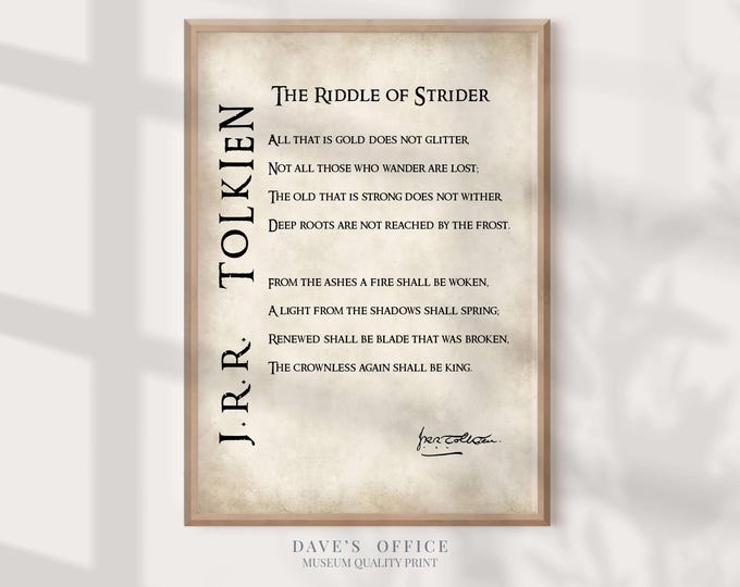 Tolkien Quote Print: "All That Is Gold Does Not Glitter"
