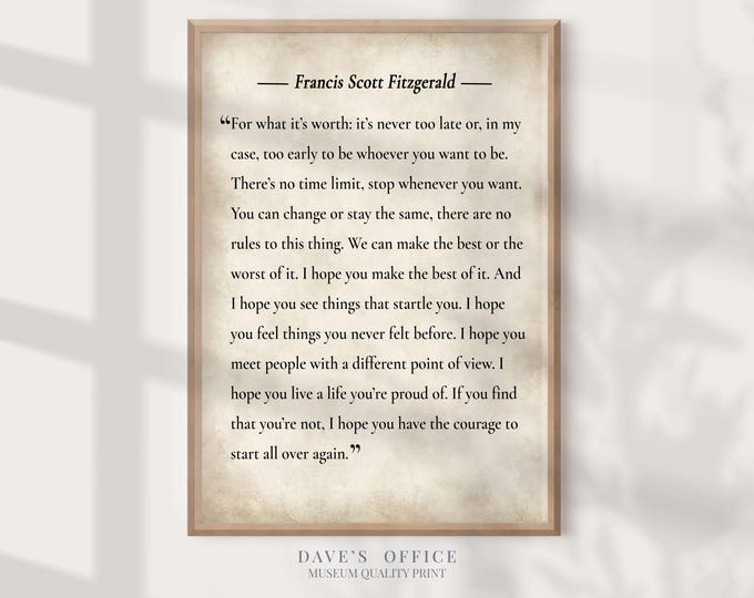 Fitzgerald Quote Print - typography poster - Motivational Wall Art
