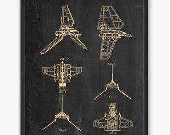 Imperial Shuttle ,Blueprint,Patent Star Wars, patent Poster,Imperial Shuttle Print,Star Wars Print,Movie Art,Star Wars P112