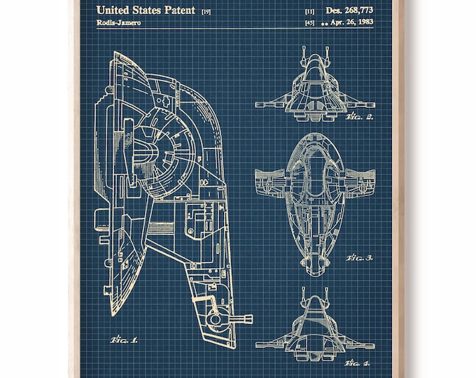 Slave 1, Blueprint,Patent Star Wars, patent Poster,Slave 1 Print,Star Wars Print,Movie Art,Star Wars P370