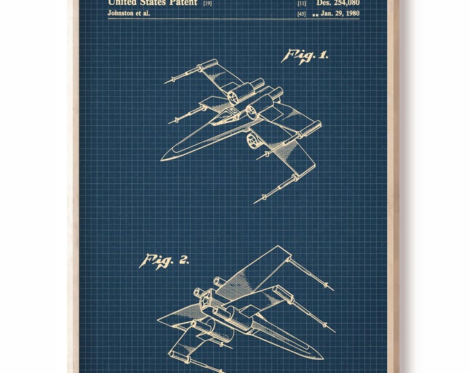 X Wing,Blueprint,Patent Star Wars, patent Poster, X Wing Print,Star Wars Print,Movie Art,Star Wars P245
