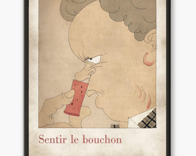 Wine vintage poster, old book page