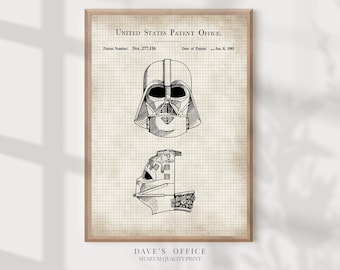 Darth Vader Helmet Patent Art Print: Star Wars Blueprint