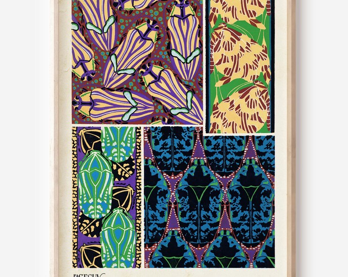 Butterfly decor vintage pattern by Seguy Mid 1920s, Art Nouveau Insect decor - Vintage Botanical wall art - Insect vintage Poster
