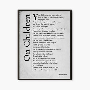 On Children Kahlil Gibran Quote, Inspirational Quotes Typography Print ...