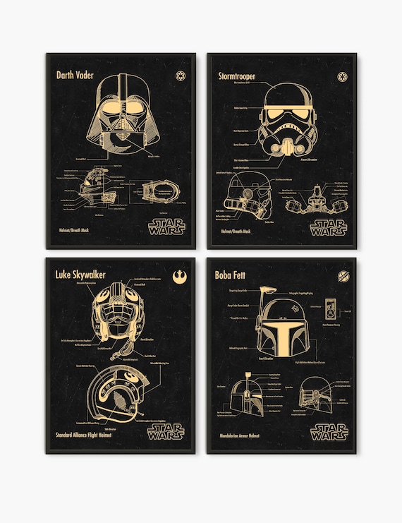Star Wars Art Print Set Star Wars Art Star Wars Printstar Etsy
