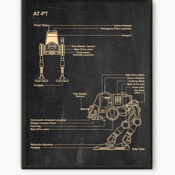 AT-PT Walker, Blueprint,Patent Star Wars, patent Poster,at-pt Walker Print,Star Wars Print,Movie Art,Star Wars P242