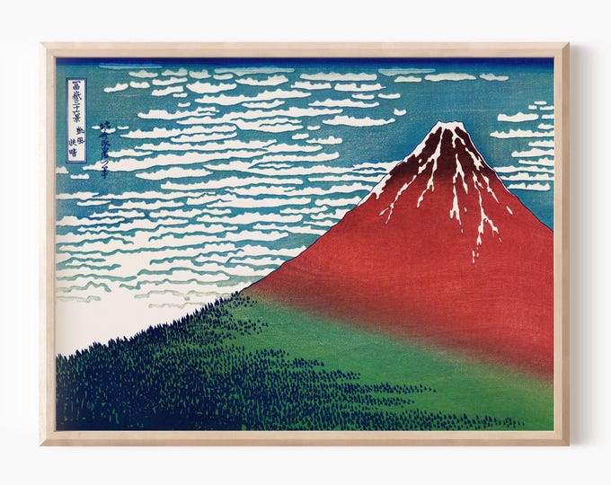 Japanese Art Hokusai's Fine Wind Clear Morning ukiyo-e Mount fuji Print, Japanese decor Housewarming gift, vintage Japanese Home decor