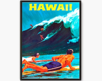 Hawaii Travel Print 1958 - Hawaii Poster Print Travel Wall Art, Vintage image Travel Poster Decor, Gift Idea Travel Decor