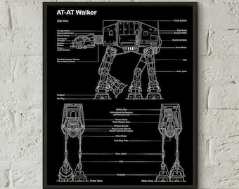 AT-AT Walker Blueprint Art: Star Wars Vintage Poster