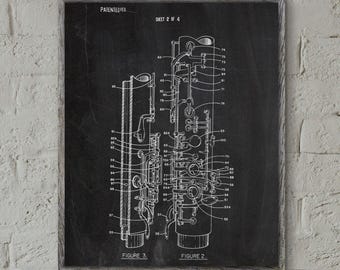 Oboe Patent Print: Musical Instrument Blueprint Art