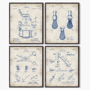 Barber print Barber shop decor Barber shop poster, Barber gifts  Barber poster Vintage barber art Wall art print Patent prints Set of 4 P319