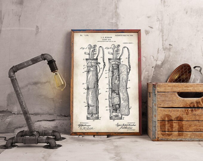 Golf Bag, Golf club, Golf gift, Golfing, golfer gifts, Gift for men, Patent print, Us Patent, Patent Art, Golf Player, Golf coach, #P75