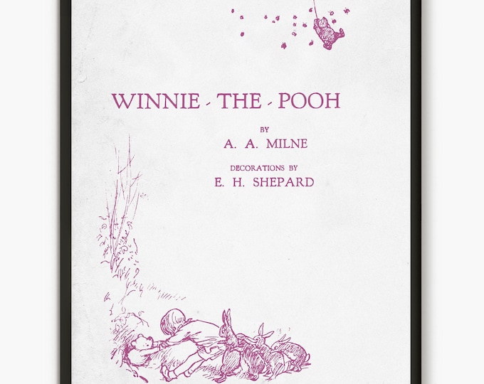 Winnie the Pooh vintage cover book, classic Pooh baby room decor, pooh bear and Christopher Robin children room decor
