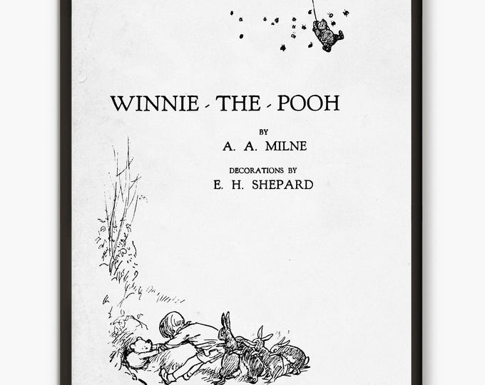 Winnie the Pooh vintage cover book, classic Pooh baby room decor, pooh bear and Christopher Robin children room decor