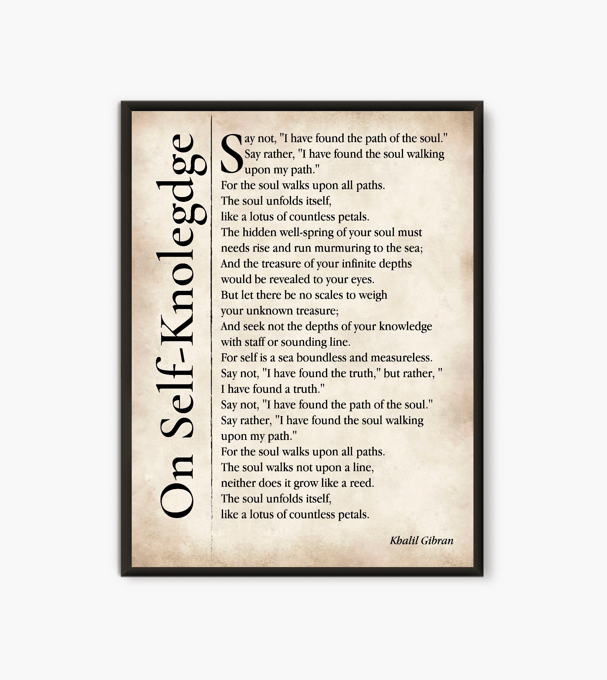 On Self Knowledge, Kahlil Gibran Quote, Home Decor - Etsy