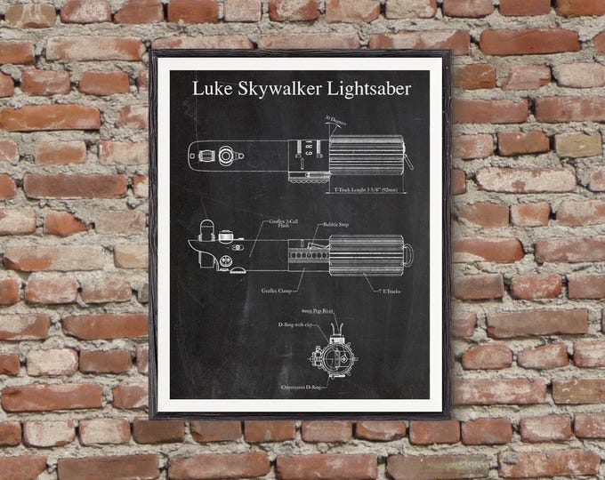 Luke Skywalker Lightsaber Patent Art Print: Star Wars Poster