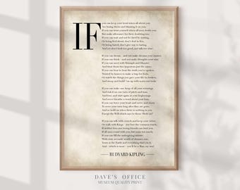 Rudyard Kipling 'If' Poem Print: Motivational Student Dorm Decor