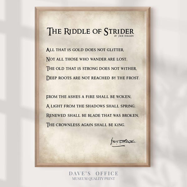 Tolkien Quote Print: "All That Is Gold Does Not Glitter"