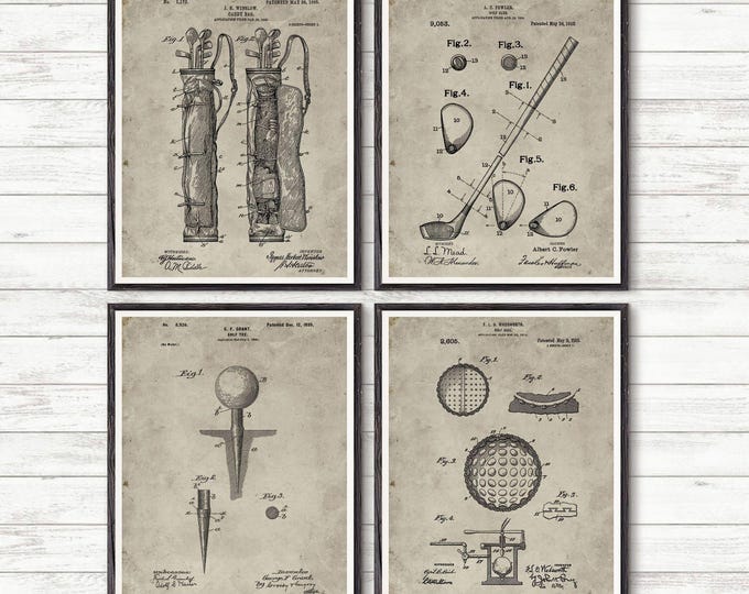 Golf Patent Art Print Set: Golfer Gift, Sport Wall Decor
