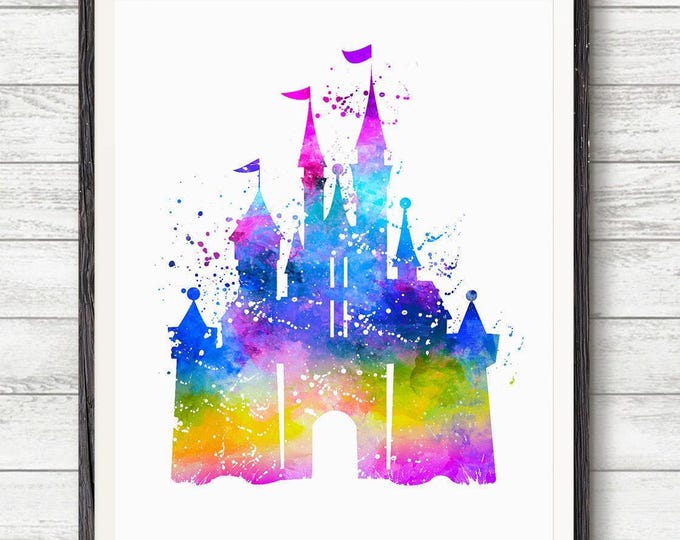 Disney Castle Watercolor, Disney Castle Print, Disney gift, Disney Art Print, Disney Castle Print, Watercolor Art, Disney Castle Painting