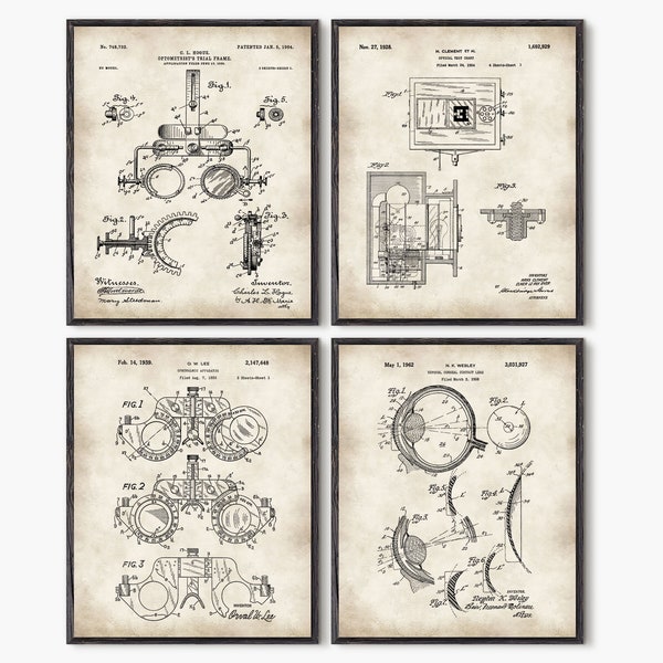 Optometrist Patent,Vintage prints,ophthalmologist Prints,Optometer, ophthalmologist gift,eyeglasses,graduation gift,set 4 prints #219