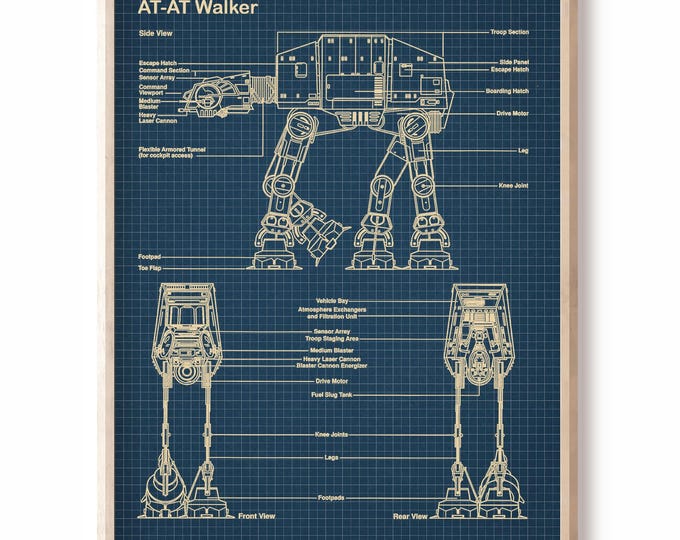 AT-AT Walker, Blueprint,Patent Star Wars, patent Poster,At-At Walker Print,Star Wars Print,Movie Art,Star Wars P240