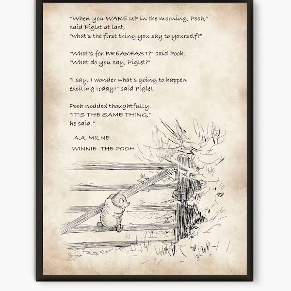 Classic pooh bear quote, Winnie the pooh illustration, pooh and piglet nursery decor