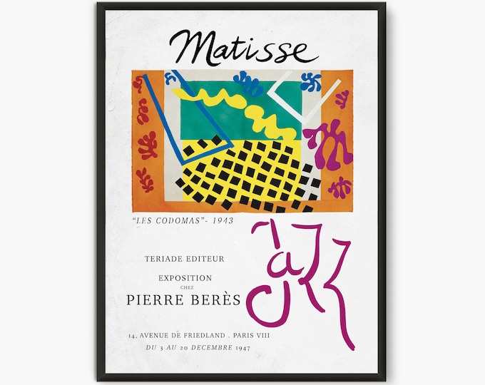 Matisse print exhibition poster, Matisse poster Jazz cut out Matisse wall art, Henri matisse art print, henri matisse museum poster