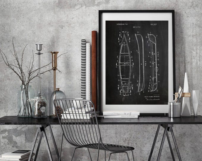 Canoe Construction Patent,Canoe Print,Canoe Design, Canoeing, Canoe Wall Art, Patent Print, Canoe Poster #P72