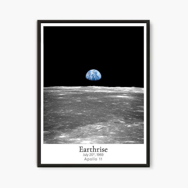 Earthrise Photo Apollo 8, Earthrise Photo Apollo 11, Nasa Vintage Prints, Earthrise Print, Space Print