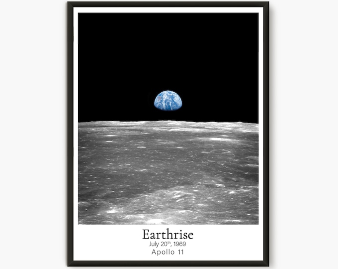 Earthrise Photo Apollo 8, Earthrise Photo Apollo 11, Nasa Vintage Prints, Earthrise Print, Space Print