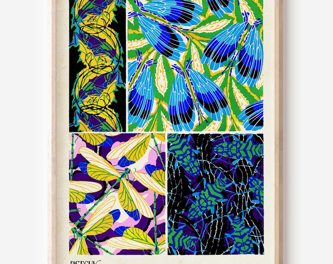 Art Nouveau Butterfly decor Mid 1920s Seguy vintage pattern - Vintage Insect Decor, Botanical Art Insect Posters