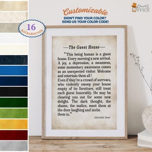 The Guest House Poem, Rumi Quote,Custom quote print