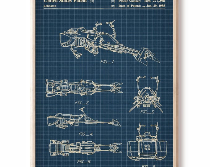 Speeder Bike ,Blueprint,Patent Star Wars, patent Poster,Speeder Bike Print,Star Wars Print,Movie Art,Star Wars P113