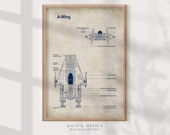 A-Wing Blueprint: Star Wars Patent Art Print