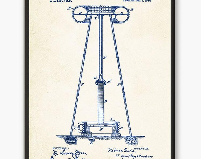 Tesla Prints, Tesla Patent, Nikola Tesla, Science Decor, Patent Prints, Nikola Tesla Poster, Tesla Invention, Science art, Science Gift#P24