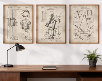Láminas científicas, juego de 3 láminas de arte con patente profesional / Planos de astronomía /