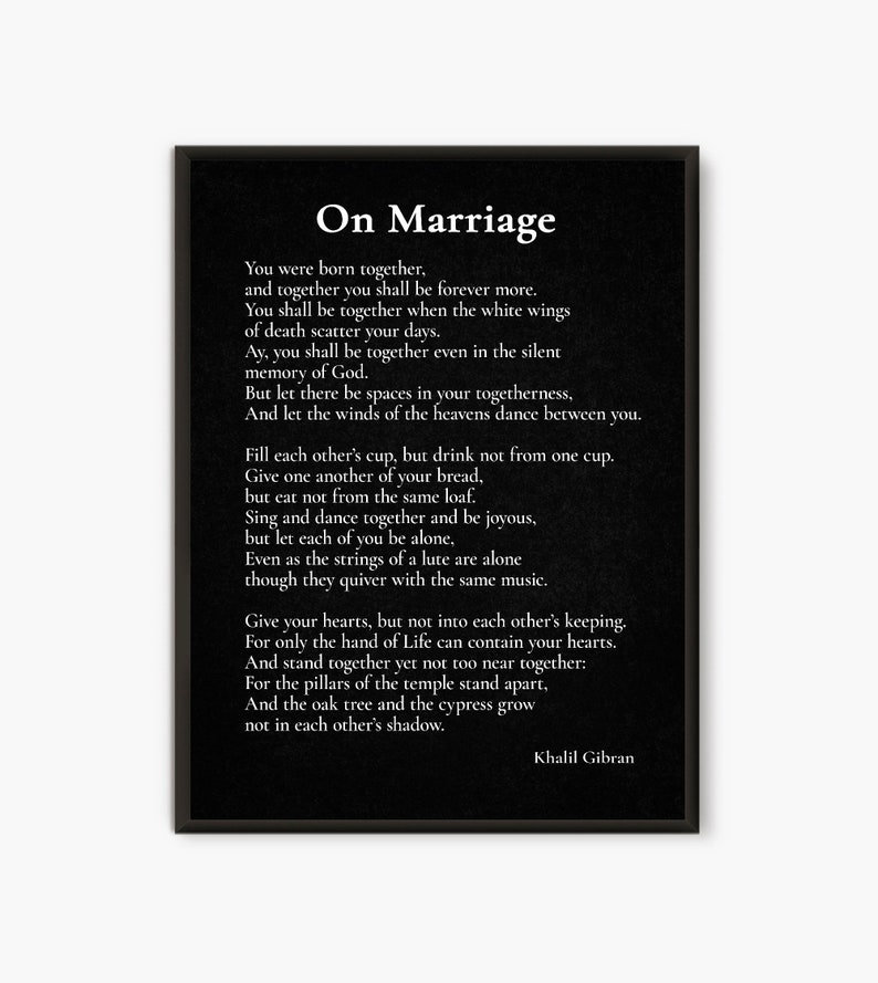 On Marriage Kahlil Gibran Quote inspirational quotes Etsy