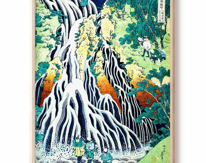 Kirifuri Waterfall by Katsushika Hokusai woodblock prints, japanese decor ukiyo-e Japanese wall art, vintage poster housewarming gift