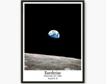 Earthrise Photo Apollo 11, Earthrise Photo Apollo 8, Nasa Vintage Prints, Earthrise Print, Space Print