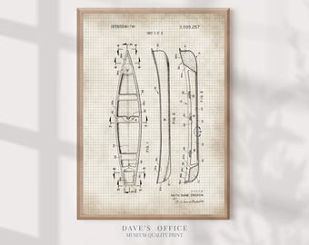 May include: A framed patent print on grid paper featuring technical line drawings of a canoe from three perspectives labeled Fig 1, Fig 2, and Fig 3. The document includes the text Patented Aug 1 1960, 3,599,257, Sheet 1 of 3, and Keith Duane Erickson.